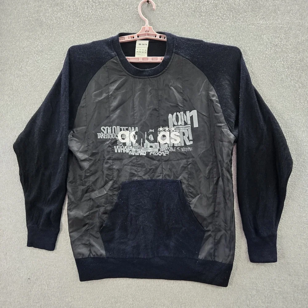Adidas Sweatshirt XL Black Text‎ Graphic Logo Long Sleeve